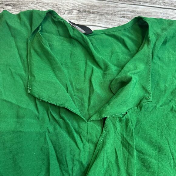 MNG Basics Women's Sleeveless Crinkle Ruffle Detail Tank Blouse Emerald Green 8 - Picture 4 of 12